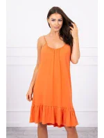 Šaty s tenkými ramienkami tmavo marhuľovej farby