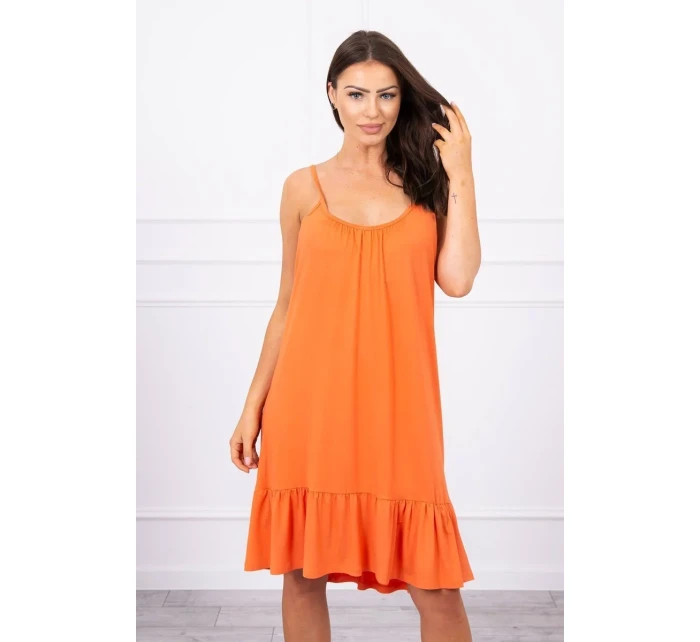 Šaty s tenkými ramienkami tmavo marhuľovej farby