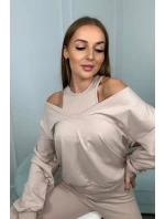 model 18753509 set halenka + top + legíny béžová - K-Fashion