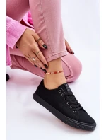 Damskie Wiązane Klasyczne Trampki Czarne Eleya