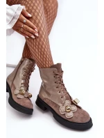Dámské módní boty se zipem a ozdobami D&A model 21636951 - S.Barski Dámské módní boty se zipem a ozdobami D&A model 21636951 - S.Barski