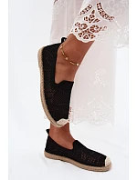 Dámske čipkované espadrilky z látky Black Candessa
