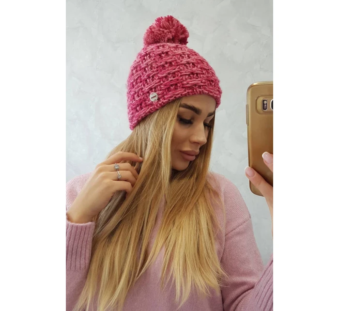 Fleecová čepice Fiona model 18751239 fuchsiová + světle pudrově růžová - K-Fashion
