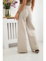 Široké mušelínové nohavice béžovej farby