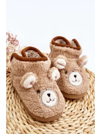 Kapcie Dziecięce Ocieplane Z Misiem Beżowe Eberra