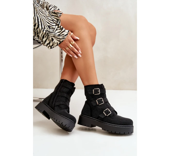 Ocieplane Botki Damskie Ze Zdobieniem Czarne Ciascia Ocieplane Botki Damskie Ze Zdobieniem Czarne Ciascia