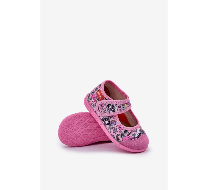 Dětské pantofle na suchý zip s růžové model 21682694 - Milami