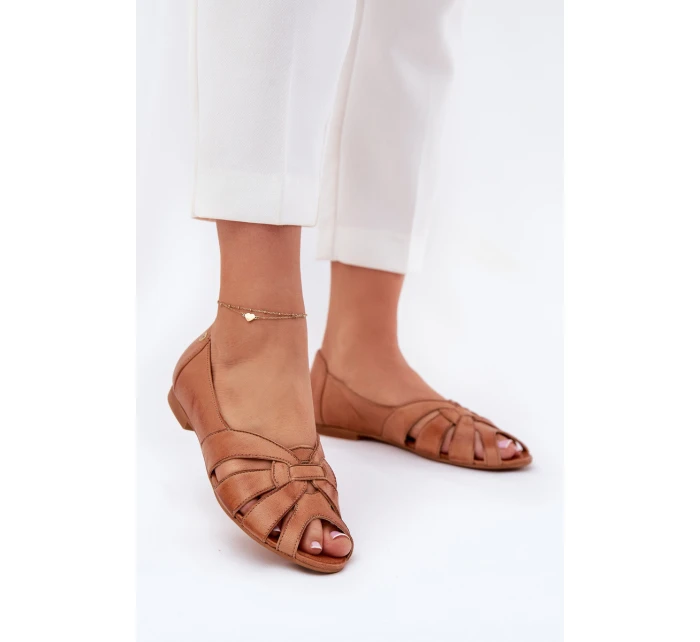 Skórzane Baleriny Z Odkrytymi Palcami Maciejka 06908-29/001-1 Brązowe