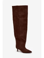 Wsuwane Kozaki Damskie Na Szpilce Czekoladowe Ysolienne