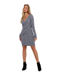 Dámske pletené šaty M773 sivé - Moe