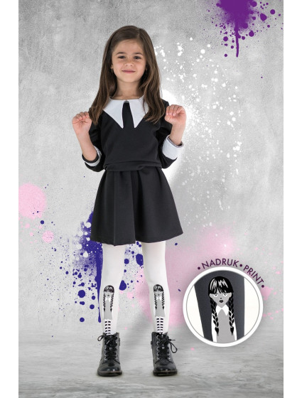Dievčenské vzorované pančuchové nohavice s potlačou BLACK DR2330