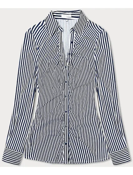 Pruhovaná košeľa so záhybmi tmavomodrá a biela (AWY2015D)