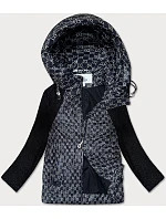 Černá oversize bunda pro přechodné období z různých spojených materiálů model 20565673 - VASTON FASHION
