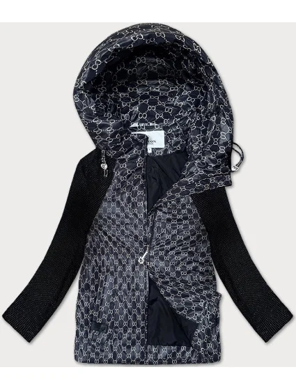 Čierna nadrozmerná prechodná bunda z rôznych lepených materiálov Vaston (F-23729-2#) Čierna nadrozmerná prechodná bunda z rôznych lepených materiálov Vaston (F-23729-2#)