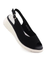 Dámske textilné sandále na platforme čierne Vinceza 97303
