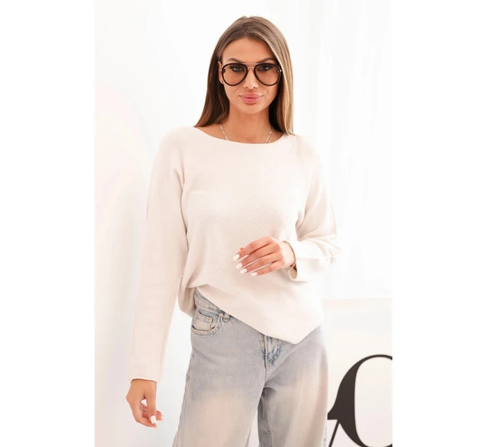 Svetr dámský z viskózy s dlouhým rukávem a kulatým výstřihem béžový