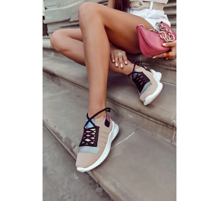 Damskie Wsuwane Sportowe Buty Sneakersy Beżowe Klayra