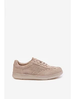 Dámske semišové kožené tenisky s otvormi Beige Almora Dámske semišové kožené tenisky s otvormi Beige Almora