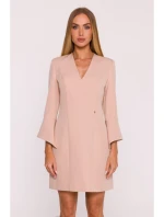 model 21296023 Šaty s širokými manžetami béžové - Moe model 21296023 Šaty s širokými manžetami béžové - Moe