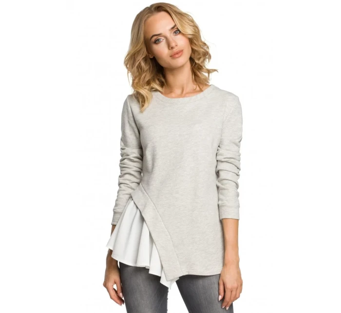 Asymetrická halenka světle šedá model 18001662 - Moe Asymetrická halenka světle šedá model 18001662 - Moe