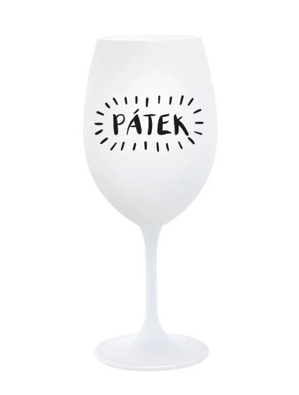 PÁTEK - bílá sklenice na víno 350 ml