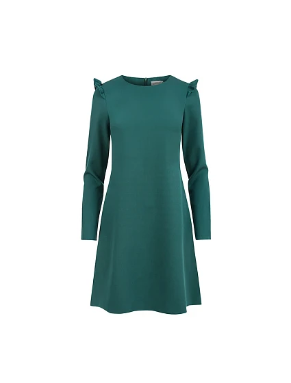 Zelené dámské trapézové šaty s volánky model 7785794 - numoco