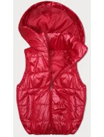 Červená páperová vesta s odnímateľnou kapucňou (B8247-4)