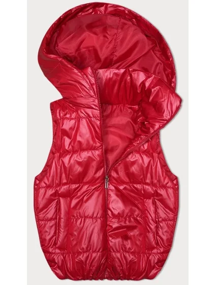 Červená páperová vesta s odnímateľnou kapucňou (B8247-4)