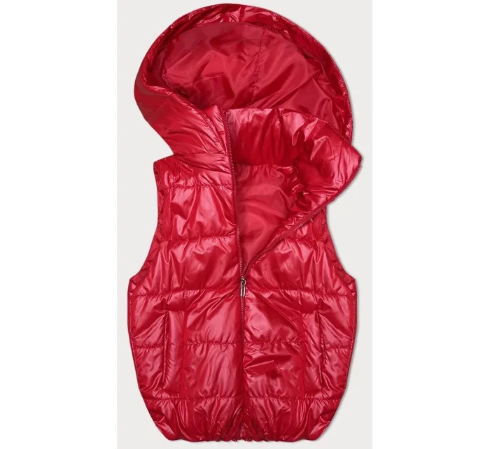 Červená páperová vesta s odnímateľnou kapucňou (B8247-4)