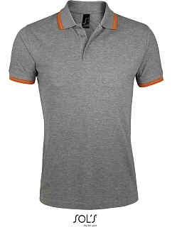 SOL'S Pasadena Men Pánske polo tričko z piké 25.0577 melírovaná šedá/oranžová