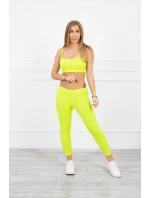 Súprava s blúzkou s rebrovaním žltá neónová