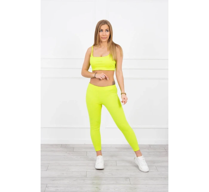 Súprava s blúzkou s rebrovaním žltá neónová