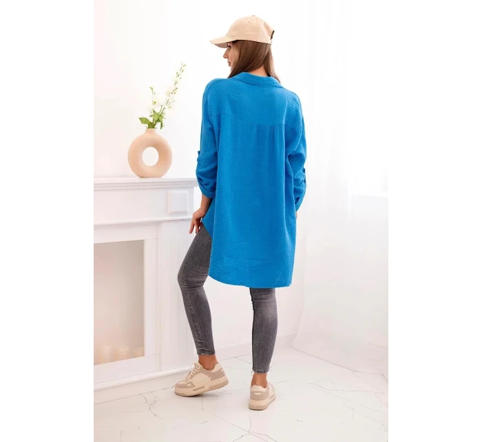 Bavlnená mušelínová košeľa tyrkysová Bavlnená mušelínová košeľa tyrkysová