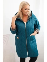 Dámska zimná prešívaná bunda s leopardou podšívkou a kapucňou Marine