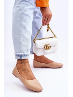 Skórzane Klasyczne Baleriny Beżowe Stacee