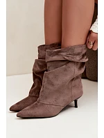 Nazouvací kotníkové boty typu na podpatku Khaki model 22320914 - Boto Nazouvací kotníkové boty typu na podpatku Khaki model 22320914 - Boto