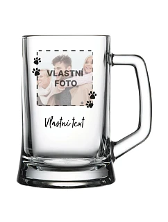 Personalizovaný pohár na pivo s fotografiou domáceho maznáčika a textom