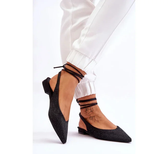Dámske šnurovacie baleríny 22-297 model 178022 Black - Stephan Paris
