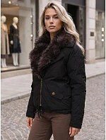 Dámska zimná bunda s odnímateľným golierom, čierna, FashionStreet TY6072