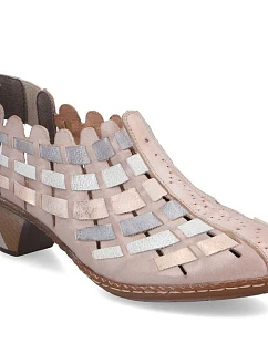 Dámske kožené pohodlné čižmy na pružnom podpätku Rieker 46778-64