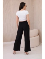 Viskózové kalhoty se širokými nohavicemi černý