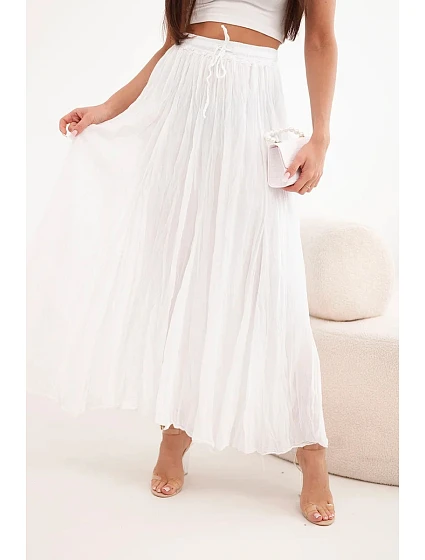 Dámská maxi bavlněná sukně s gumičkou v pase camelová