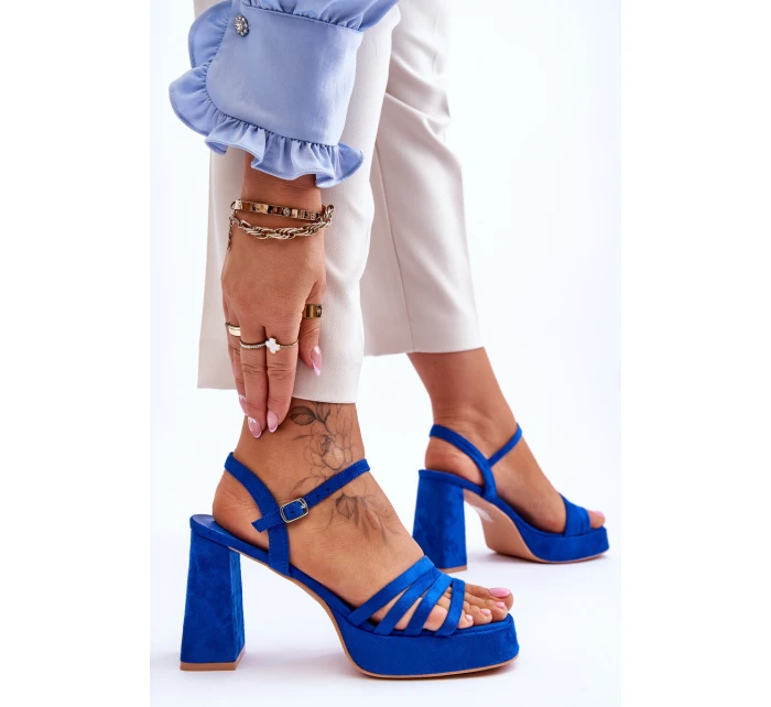 Dámské semišové sandály na platformě modré model 21613987 - Boto