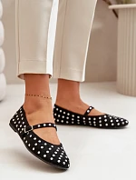 Zdobione Baleriny Z Paskiem Eko Zamszowe Czarne Tirilissa