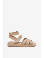 Sandały Damskie Z Rzepami Beżowe Uvissa Sandały Damskie Z Rzepami Beżowe Uvissa