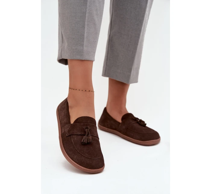 Skórzane Zamszowe Mokasyny Typu Barefoot Zazoo 322 Czekoladowe