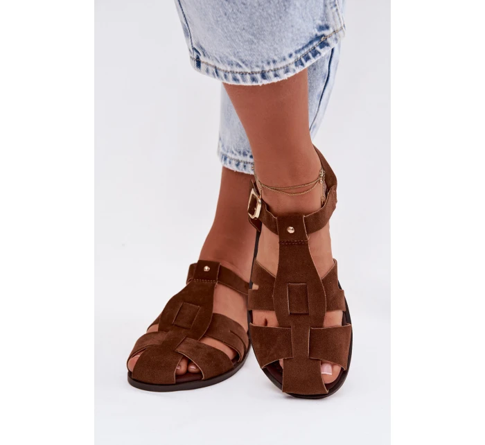 Dámské sandály Ploché Hnědé model 21960883 - Boto