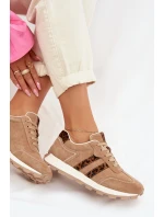 Dámské semišové tenisky na platformě Leopardí vzor model 22013938 Hnědé - S.Barski