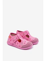Dětské pantofle na suchý zip lesklé růžové model 22101100 - Milami