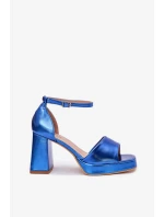 Dámske lakované sandále na podpätku - modré Marila Dámske lakované sandále na podpätku - modré Marila